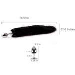 Gray and White Fox Tail Butt Plug Set for Beginners - Premium Stainless Steel Anal Toy with Faux Fur