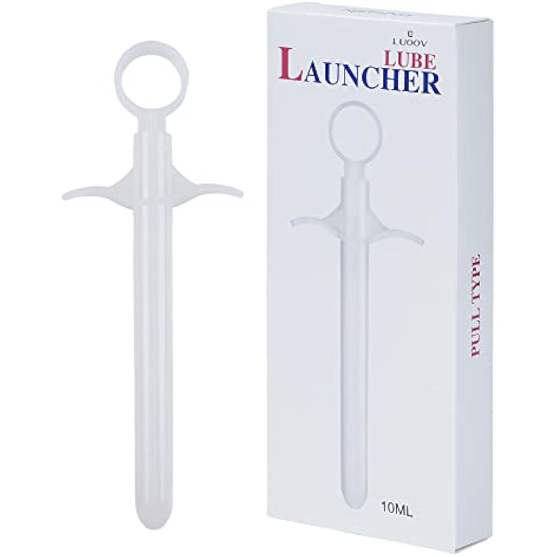 Lubricant Tube Shooter with Smooth Rounded Cap for Men, Women & Couples, Reusable, Easy Use & Clean,Lube Applicator Syringes (White 10ml)