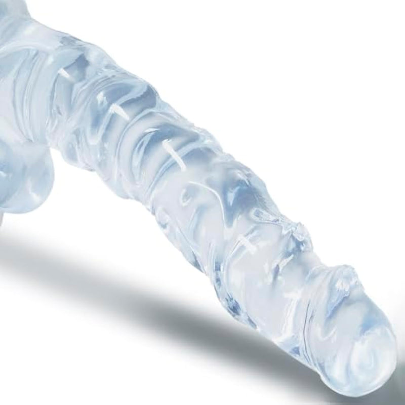 Clear Realistic Dildo - 8.9" Long Special Muscle Curves G-Spot Dildo, Flexible Safe Material Suction Cup Thin Dildo For Hands-Free Vagina Anal Play, Lifelike Ribbed Dildo Adult Sex Toys For Women Men