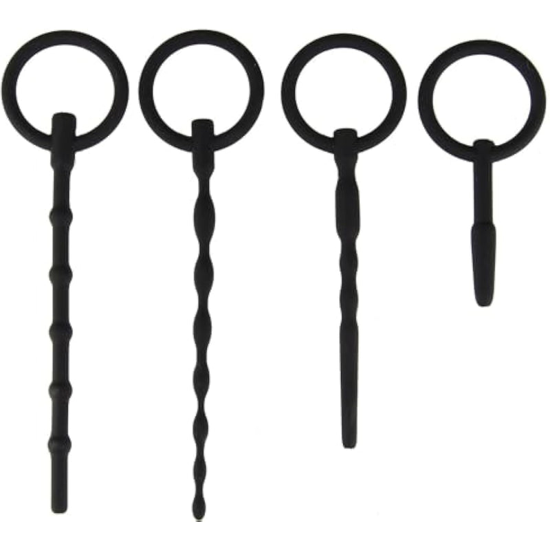 Silicone Urethral Sound Kit 4Pcs Set Beaded Urethral Plug Catheter Tube Hollow Tube Urinary Dilator Urethra Masturbation Rod Sex Toy For Men