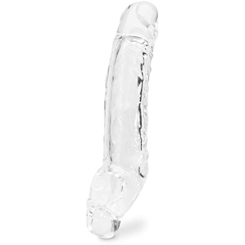 Mega Mighty Thick Penis Sleeve | 1-3 Extra Inches Penis Extender With Ball Loop | Realistic Sexual Stimulation Device | Couples Cock & Girth Enhancer Adult Sex Toys For Men | Clear