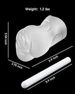 3 in 1 Male Masturbator Realistic Pocket Pussy & Drying Stick, Double-Ended Male Sex Toy Mouth Tongue Textured Vagina & Tight Anus for Men Masturbation (Transparent)