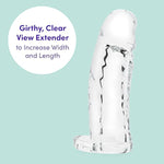 Mega Thick Penis Sleeve | 2 Extra Inches Penis Extender With Ball Loop | Girthy Realistic Sexual Stimulation Device | Couples Cock Enlarger Adult Sex Toys For Men | Clear