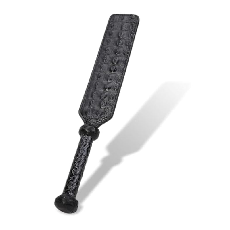Faux Crocodile Leather Spanking Paddle For Adult Sex Toys, 16.3In Faux Leather Bondage Sexual Paddles Bdsm Set, Black
