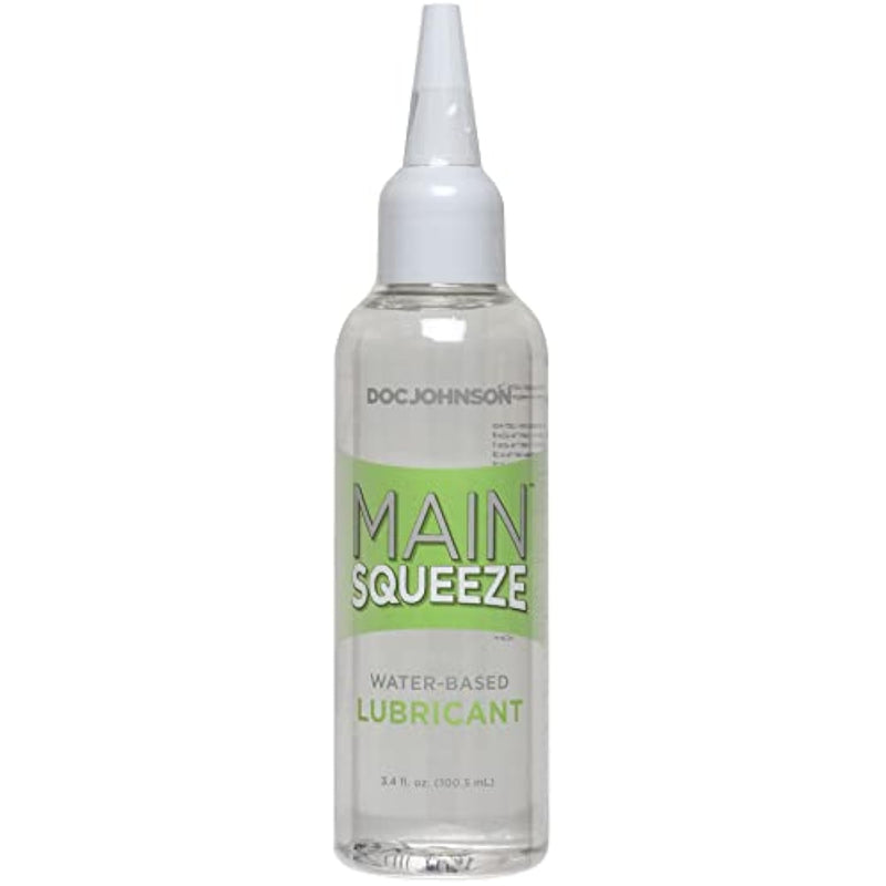 Doc Johnson Main Squeeze - Water-Based Lubricant - Percision Nozzle for Targeted Application, Latex Condom Compatible, Contains Glycerin - 3.4 fl. Oz. (100.5 ml)