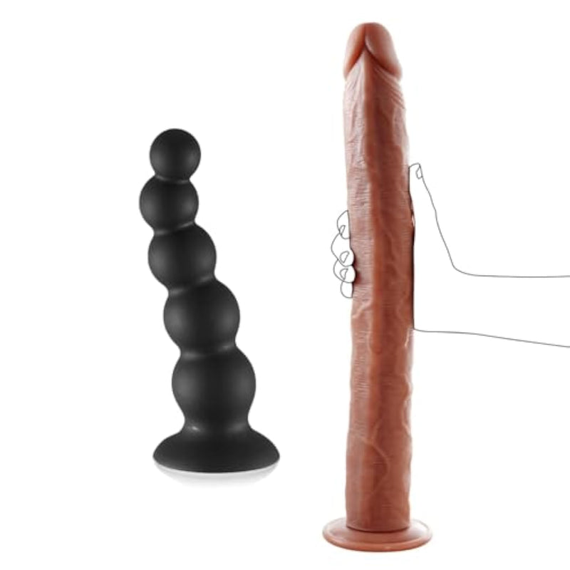 16.5 Inch Super Long Realistic Dildo + 6.7 Inch Anal Butt Plug Trainer (S)