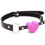 Silicone Heart-Shaped Mouth Ball Adult Sexy Leather Bondage Training Sex Auxiliary Soft Solid Mouth Plug Red Heart