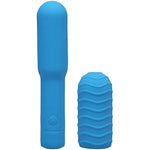 Doc Johnson Pocket Rocket - Elite - Rechargeable Silicone Vibrator with Textured Sleeve - 7 Powerful Vibrating Patterns - Sky Blue