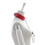 Stainless Steel Adjustable Nipple Clip Choker Necklace for Women with Black Leather Collar