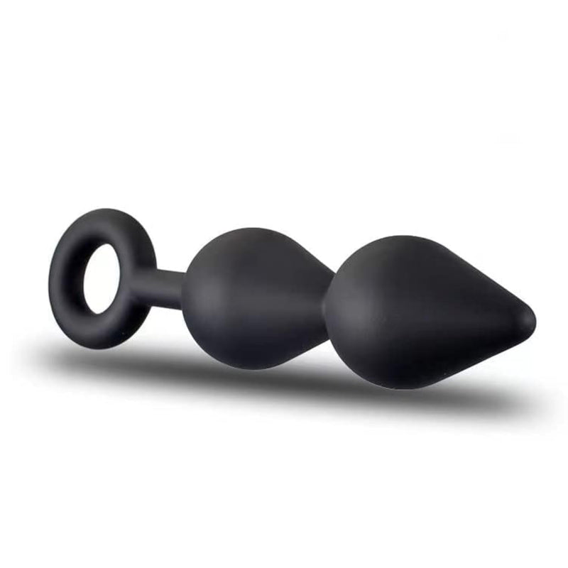 Double Bead Silicone Anal Plug for Beginners - Black