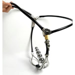 Female Stainless Steel Chastity Belt Invisible Adjustable Panties Device Lockable Underwear Bondage Briefs With Vaginal Plug (Black-B, 60-90Cm)