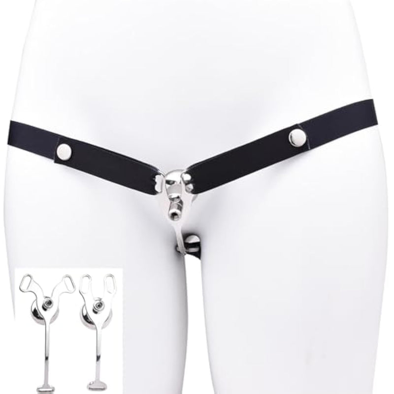 Chastity Devices Clip With Auxiliary Strap Flat Negative Cock Cage Adult Penis Sm Bondage Sissy Sex Toys Chatity Panties With Concealed Locks For Men & Gay (Black,3234+Belt)