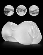 3 in 1 Male Masturbator Realistic Pocket Pussy & Drying Stick, Double-Ended Male Sex Toy Mouth Tongue Textured Vagina & Tight Anus for Men Masturbation (Transparent)