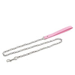Faux Leather Handle Chain Leash for BDSM Bondage Restraints and Toys, Pink
