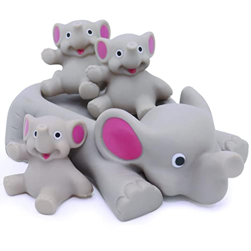 Bath Toys For Toddlers Infants 6 12 18 Months, Floating Bathtub Elephant Toys Squeak Rubber Animal 4 Piece Set, Pool Beach Party Gift For 1 2 3 4 Years Old Kids Boys Girls Water Fun And Shower Time