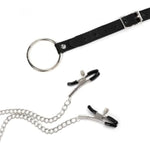 Bdsm Penis Ring With Nipple Clip For Men Pu Leather Collar Bondage Sm Extreme Slave Testicle Stretchers Pennis With Chains Sex Toy