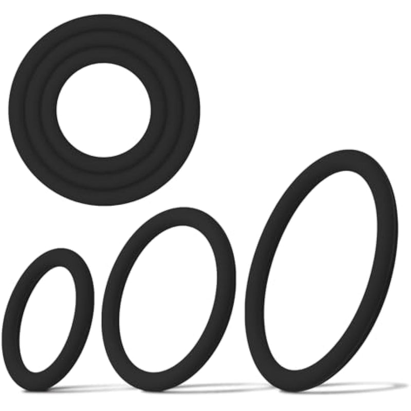 Pocket Silicone Penis Rings Kit, 3 Different Sizes Cock Rings Set Sex Toy For Men (Black)