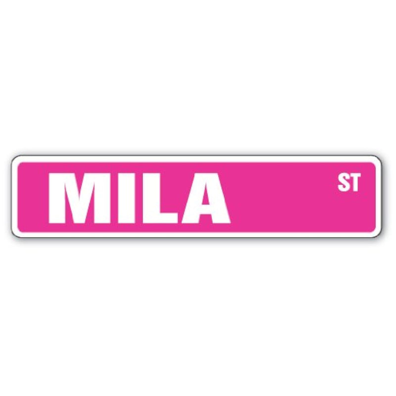 Mila Street Sign Childrens Name Room Sign | Indoor/Outdoor |  18" Wide Plastic