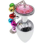 Luxury Stainless Steel Anal Trainer Butt Plug S&M Adult Small Bell Anal Plug Woman Men Sex Gifts Things(Pink,L)