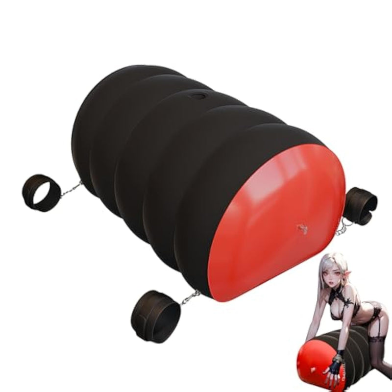 Inflatable Dildo Mount Sex Pillow With Adjustable Bondage Cuffs - Adult Sex Position Support Cushion