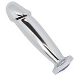 Phallic Metal Dildo Plug - Realistic Penetration Feel - Jeweled Base - DP & Threesome Fantasies - Temperature Play - Compact Size - Easy to Clean & Store