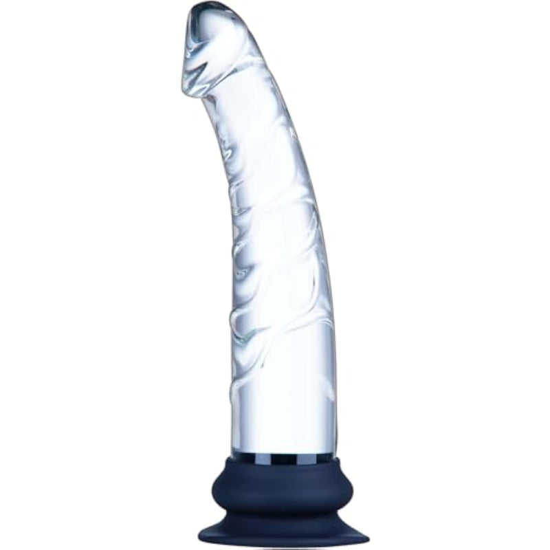 9.1 Inch Large Glass Realistic Dildo, Clear Wide Big Dildo Thick Anal Toy With Raised Texture With Silicone Suction Cup Base, Fat Dildo Adult Sex Toy, Xl Penis For Anal Prostate G-Spot Stimulation