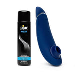 Premium 2 Blue Clitoral Suction Personal Massager Vibrator & Pjur Aqua Water Based Personal Lubricant 3.4 Fl Oz - Sex Toys For Women Bundle