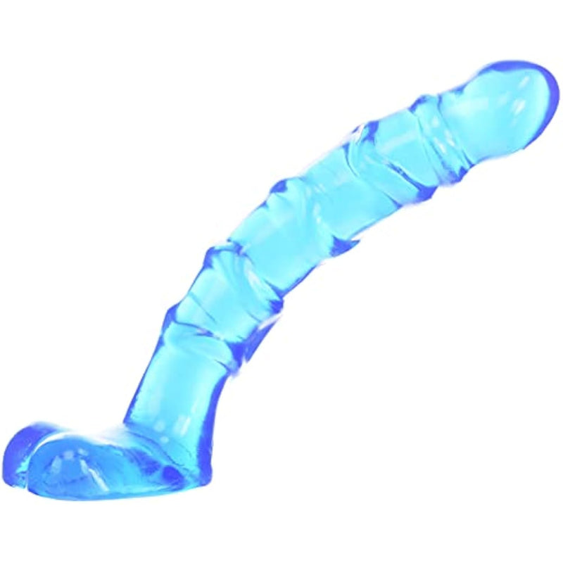 Doc Johnson Raging Hard-Ons - Slim Line - 7 Inch Ballsy (7.4 in. Long and 1.2 in. Wide) - Heavily Veined - Dildo - Great For Anal Beginners, cobalt blue, 0279-20-AM