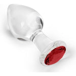 Crystal Glass Anal Plug With Luxury Jewelry Butt Plug Fetish Anus Stimulation Unisex Adult Anal Sex Toy (Red, L)
