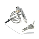 Electric Shock Chastity Lock With Bead Chastity Cage Metal Anal Plug Combination Electric Shock Set Sex Toy(C,L)