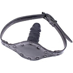 Black Rivet Mouth Plug Silica Gel Dildo With Adjustable Leather Strap For Couple Mouth Gag Sex Restraint Set (Length: 10Cm, Black)