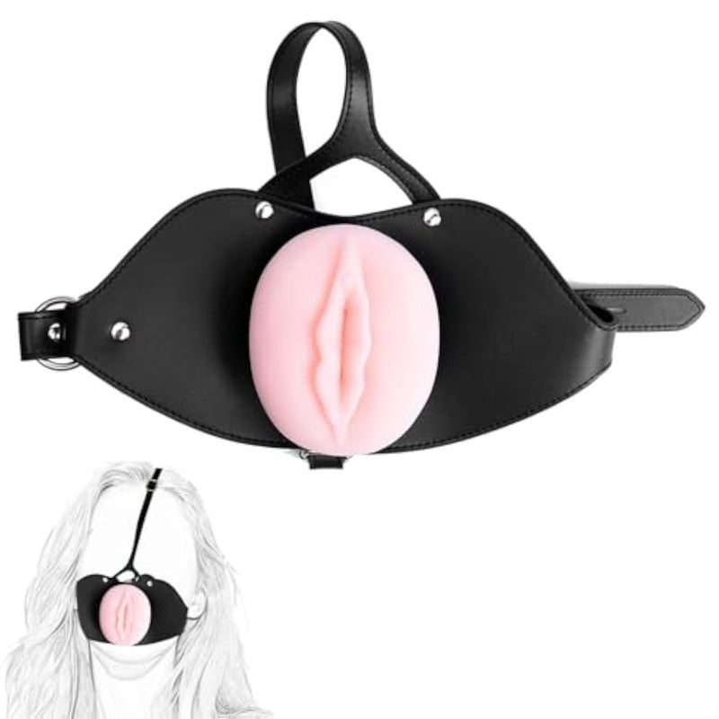 Silicone Pussy Mouth Gag Bdsm Open Mouth Sex Gag Vaginal Gags With Adjustable Leather Belt Male Masturbation Bondage Gear Accessories Restraints Kinky Couple Toys Games For Women Men Couples