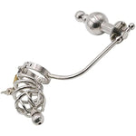 Male Stainless Steel Chastity Lock With Anal Plug Male Heavy Chastity Device Restraint Fun Toy Adult Wearing Anal Plug(38.1Mm)