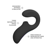 Enigma Wave Triple Stimulation Vibrator For Women, Clit Vibrator And G-Spot Vibrator With Wavemotion Technology And 8 Vibrating Patterns, Triple Pleasure Rabbit Sex Toy With Triple Motor, Black