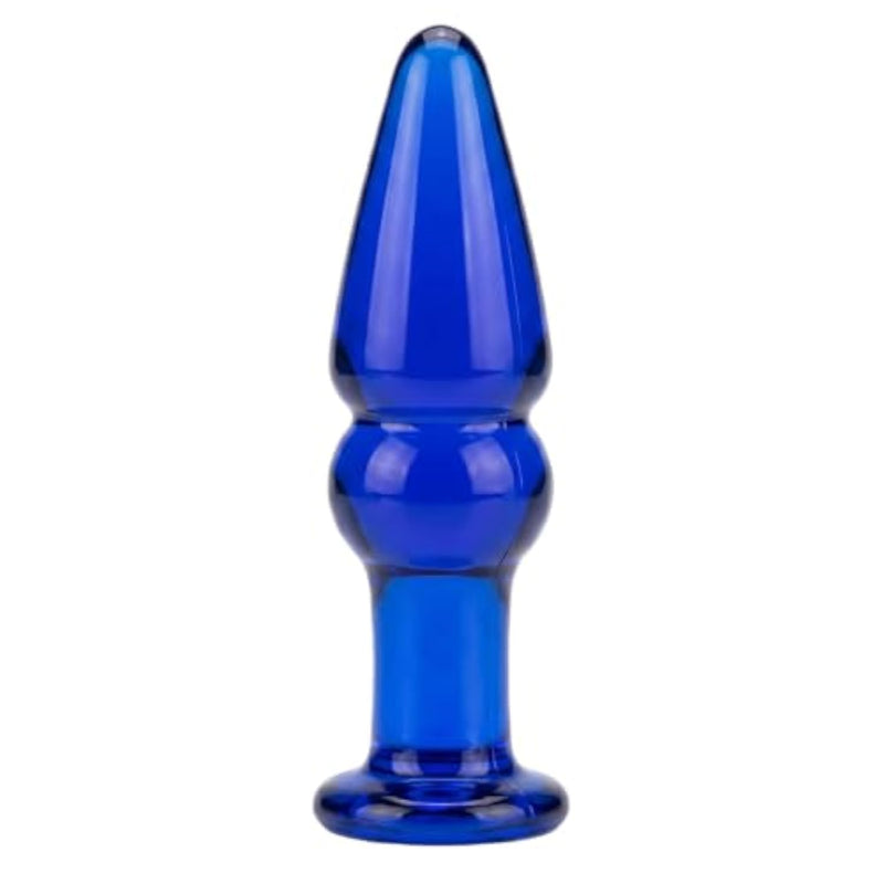 Blue Glass Anal Sex Toy for Men and Women, Crystal Anal Plug with Ultra Smooth Finish
