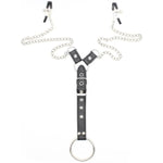 Men Sexy Nipple Clamps Chain With Penis Ring Erotic Leather Fetish Nipple Clamp Sex Toys Adjustable Breast Clips Bdsm Sexual Pleasure Tools Bedroom Sm Game For Couples Bdsm Bondage Kits