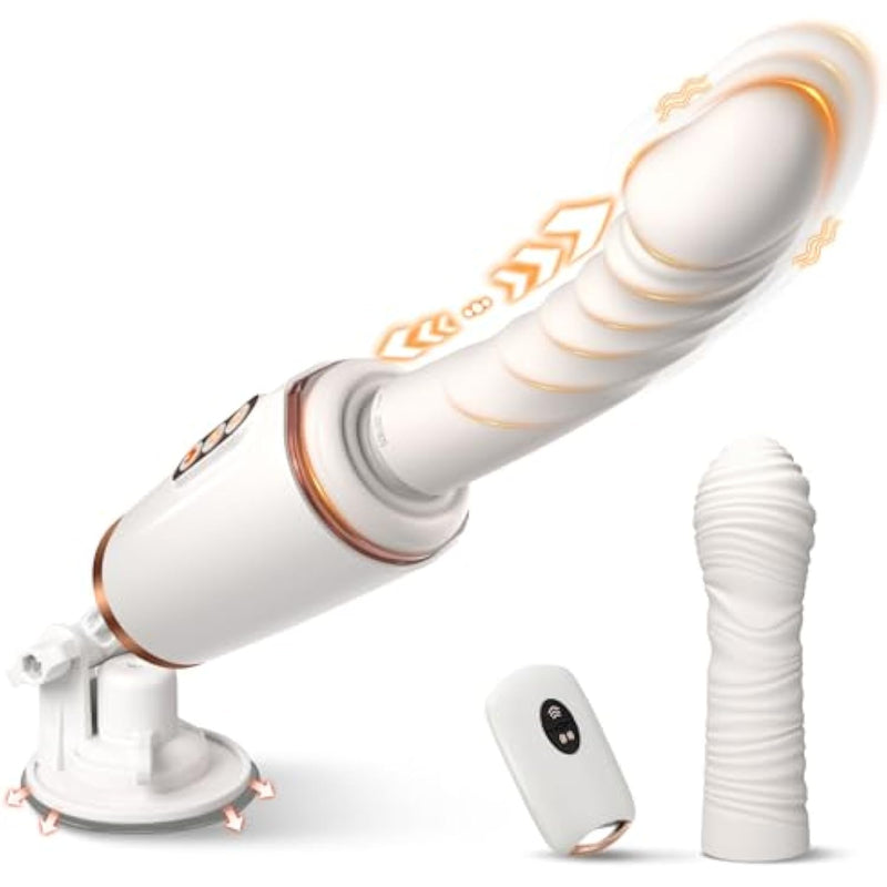 Sex Machine Thrusting Dildo Vibrator - 7 Vibrating & Thrusting Modes For Women Men G Spot Clitoral Anal Pleasure, Replaceable Heads Heating Strong Suction Cup Dildos, Remote Control Adult Sex Toys