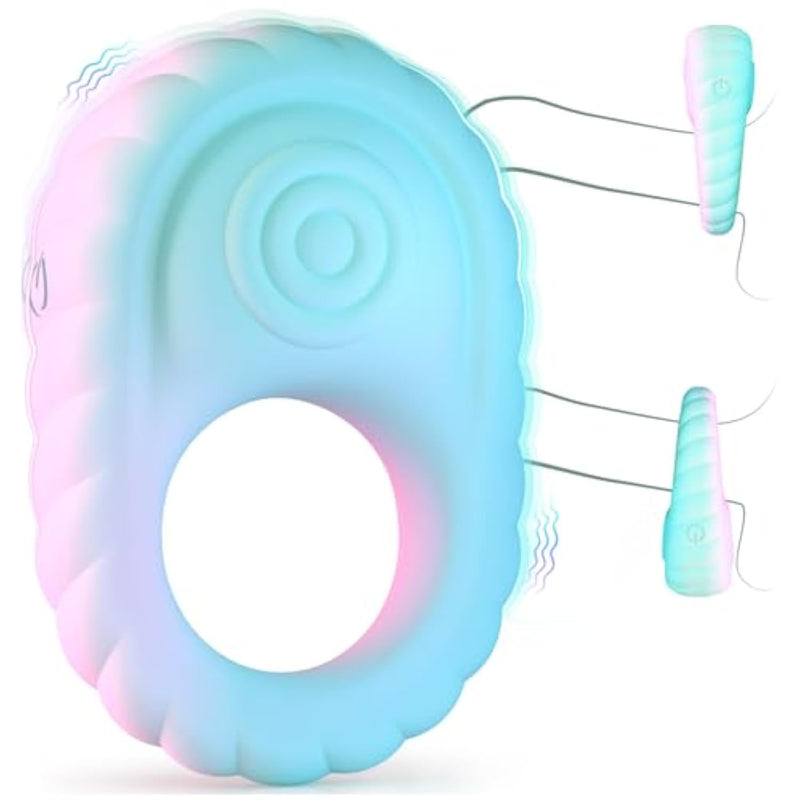 Liquid Silicone Soft Vibrating Cock Ring With Clitoral Stimulator, Pleasure Penis Ring Vibrator With Penetration Buffer Rings Set, Couples Adult Sex Toys For Men Women, Male Sex Toy Game