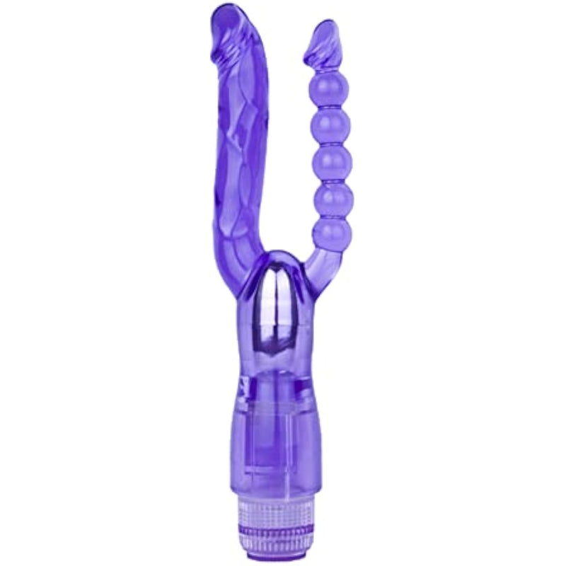 Vibrating Double-Ended Dildos, Multi Speed Dual Penetration Sex Toys With Lifelike Glans Veins And Anal Beads, G-Spot Massager For Women