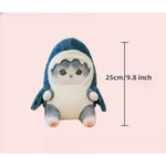 9.8 Inch Shark Cat Plush Toy Stuffed Animal Doll, Kawaii Shark Cat Plush Pillow Toy,Christmas Halloween Birthday Gifts For Kids (Gray)