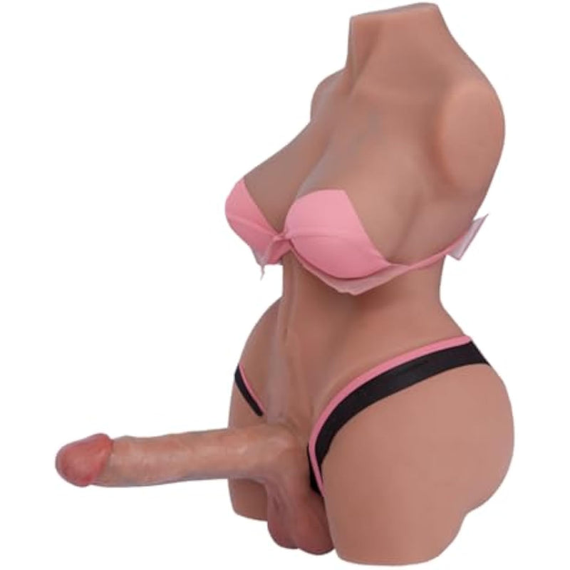 Shemale Sex Doll 25.4 Lbs Torso Sex Toys With 7.9 Inch Realistic Dildo Vagina Anus Soft Breasts Unisex For Vaginal And Anal Insertion Trans Doll For Couples Men Women Masturbation Adult Toy