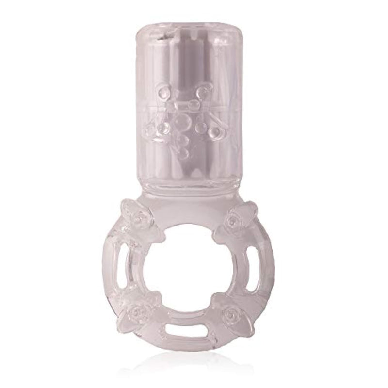 Clear Rechargeable Vibrating Cock Ring for Couples - Stretchy Silicone Penis Ring with 3 Speeds and 60 Minute Runtime
