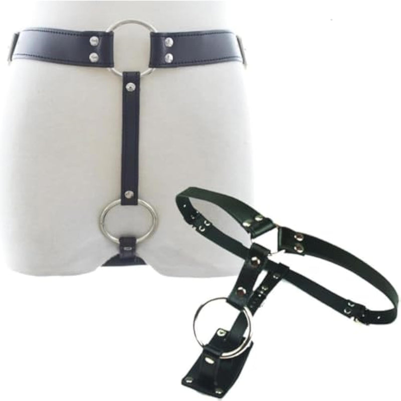 Men'S Chastity Belt Anal Plug Chastity Belt For Men Restraint Adjustable Leather Chastity Pants Anti Off Device Strap Adult Sm Bondage Sex Toys