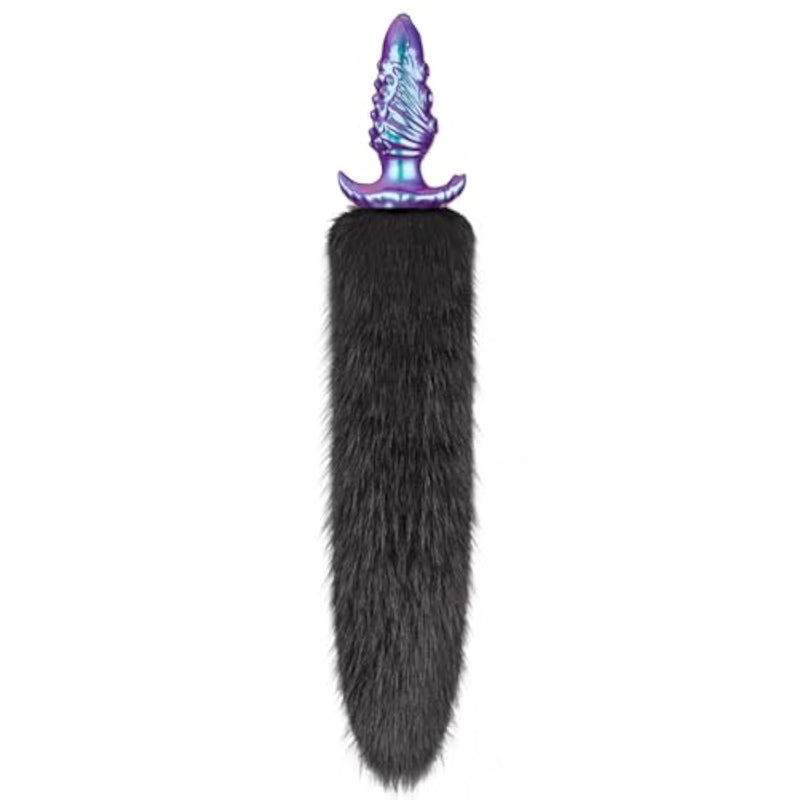 Silicone Fox Tail Butt Plug with Removable 14 Faux Fur Tail and Secure Screw-In Connector for Fantasy Role Play
