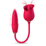 Rose Tulip Telescopic G Spot Vibrator for Women - 3 Speeds, 7 Frequencies, Tongue Licking and Massaging Sex Toy