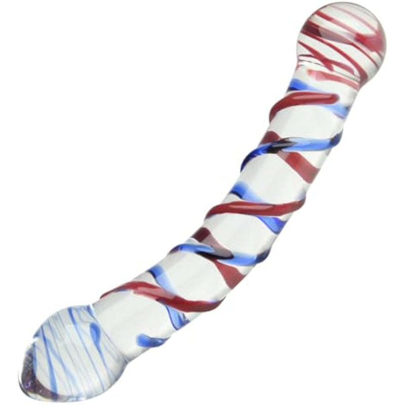 Glass Double-Ended Dildo G-Spot Stimulation Butt Plugs Anal Trainer Crystal Pleasure Wand With Raised Spiral Texture For Men Women