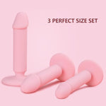 Butt Plug Pink Dildo Trainer Kit, 3Pcs Silicone Anal Plug Sex Toys Kit, Anal Dildos Anal Plugs Trainer Set For Adult Starter Beginner Men Women Couples Anal Dildo Anal Plugs Toys