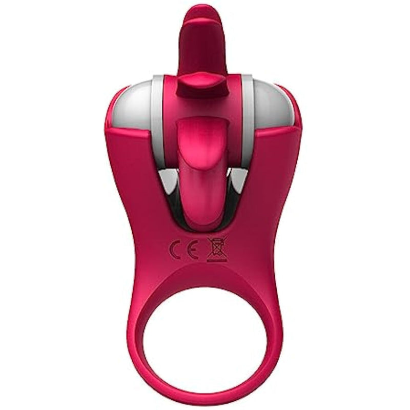 Rotating Vibrating Ring Male Penis Ring Rechargeable Vibrating Ring With 10 Vibration Modes(Red)