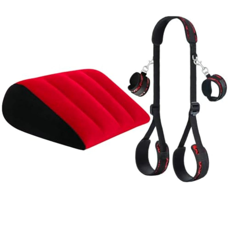 Bdsm Sex Restraints With Sex Inflatable Ramp Pillow Cushion,Legs Sex Bondage With Neck To Ankle/Thigh Cuff,Adjustable Sex Sm Bondaged Restraints Set For Couples Women Men