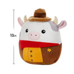 Cow Cowboy Plush Stuffed Animals Original Plushie Cute Soft Cuddle Pillow For Boys Girls, 13"